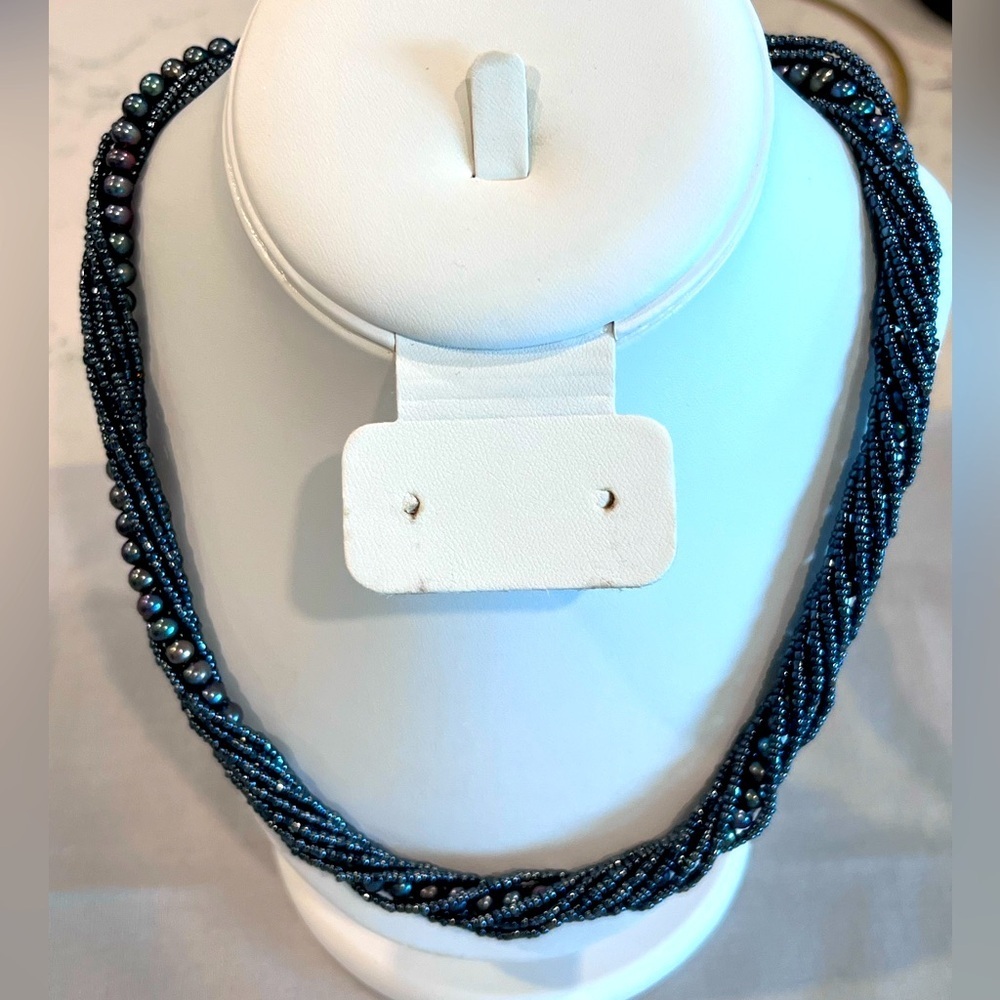 Lee Sands cultured Pearl and glass beads multi strand necklace